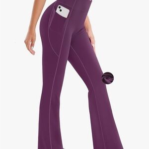 Ewedoos Fleece Lined Pants Women Thermal Yoga Pants Pockets High Waist  Small